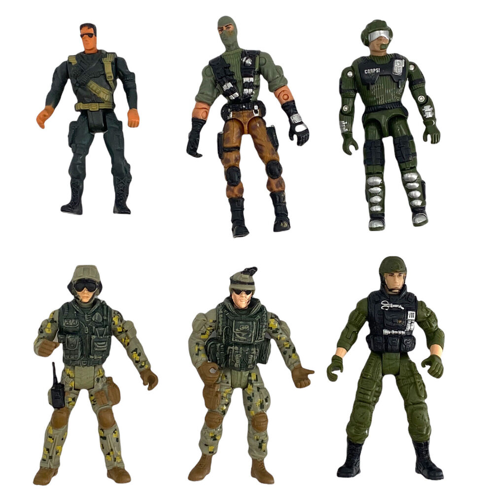 Chap Mei Military Action Figures Lot 6 Special Force Soldiers 3.75" Corps Combat